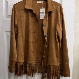 Southern Stitch  Tan Fringe Women's Jacket